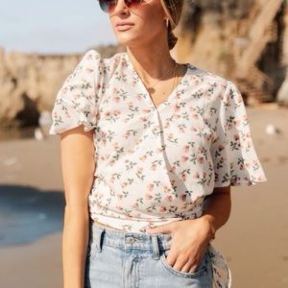 Love olive Co Floral Wrap Blouse